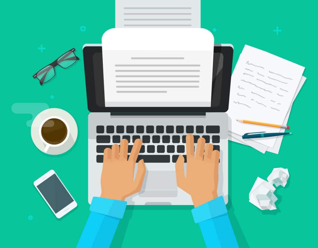 graphic image of attorney writing legal content for website