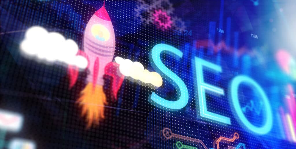 image of rocket ship launching because of good SEO strategies