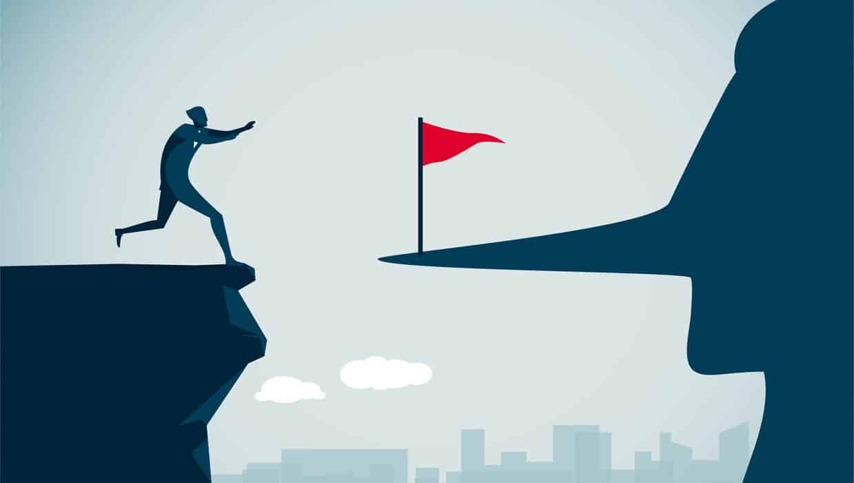 image of shady law firm with long nose and red flag