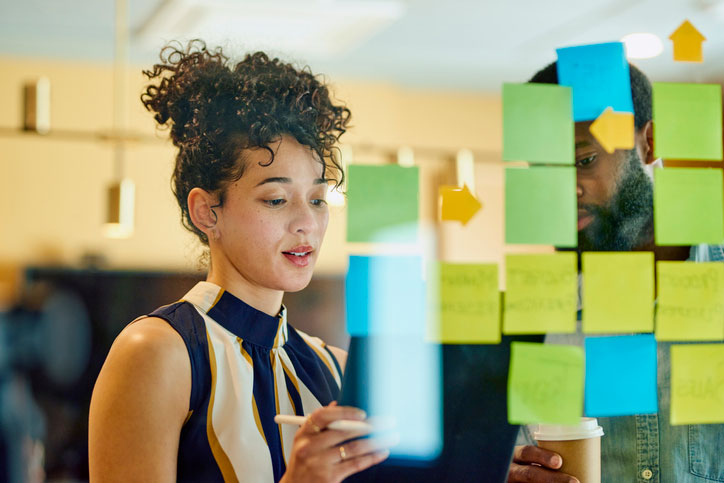 image of woman building topic clusters for a law firm website