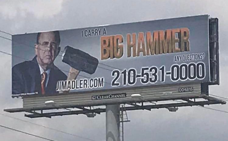 Jim Adler highway billboard in San Antonio, TX